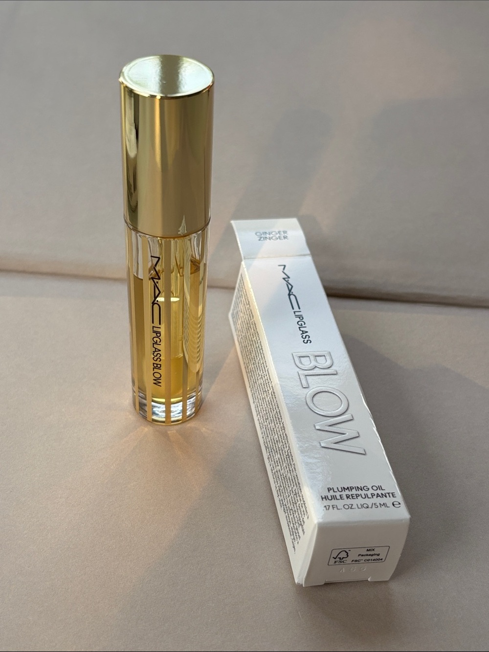 MAC Cosmetics Lipglass BLOW Plumping Lip Oil in Ginger Zinger - full size